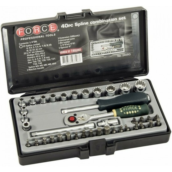 ΚΑΣΕΤΙΝΑ ΚΑΡΥΔΑΚΙΑ SPLINE 1/4" 40τεμ.FORCE 2405 Q