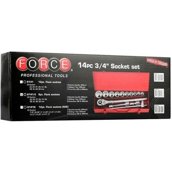 ΚΑΣΕΤΙΝΑ ΚΑΡΥΔΑΚΙΑ ΠΟΛΥΓΩΝΑ 3/4" 14τεμ.FORCE 6141 B