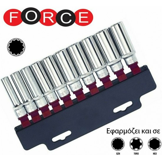 ΣΕΤ ΚΑΡΥΔΑΚΙΑ SPLINE ΜΑΚΡΥΑ 1/2" 10τεμ.(10-24mm) FORCE 41014Q